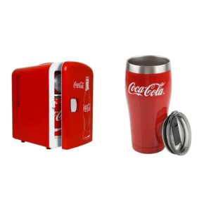 coca-cola classic coke bottle 4l mini fridge bundle with 12 oz stainless steel tumbler