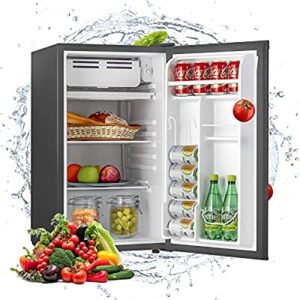 N\A 3.2 Cu.Ft Single Door Mini Fridge, Compact Refrigerator Mini Refrigerator Small Drink Food Storage Machine for Dorm, Camper, Basement or Office (Black)