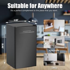 Frestec Mini Fridge with Freezer, 3.2 Cu.Ft Mini Refrigerator with One-touch Easy Defrost,37 dB Low Noise, Compact Small Refrigerator for Dorm, Bedroom, Office (Black)