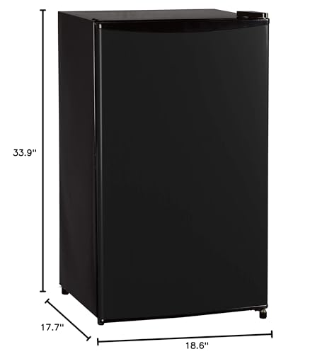 Keystone Energy Star 3.3-Cu. Ft. Single-Door Small Refrigerator with Full-Width Freezer Compartment, Compact Drink and Snack Mini Fridge for Dorm Room, Bedroom, Apartment, and Office in Black