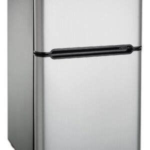 RCA RFR834_AMZ 3.2 Cu Ft Double Door Top Freezer Refrigerator, Stainless