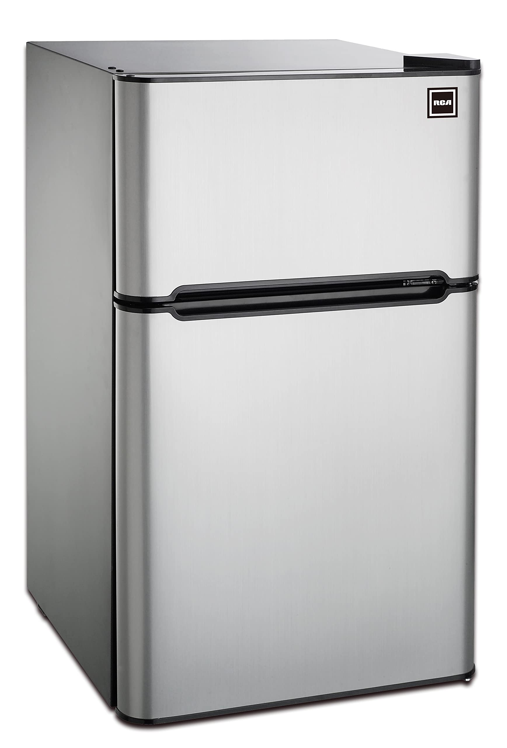 RCA RFR834_AMZ 3.2 Cu Ft Double Door Top Freezer Refrigerator, Stainless