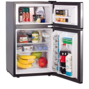 RCA RFR834_AMZ 3.2 Cu Ft Double Door Top Freezer Refrigerator, Stainless