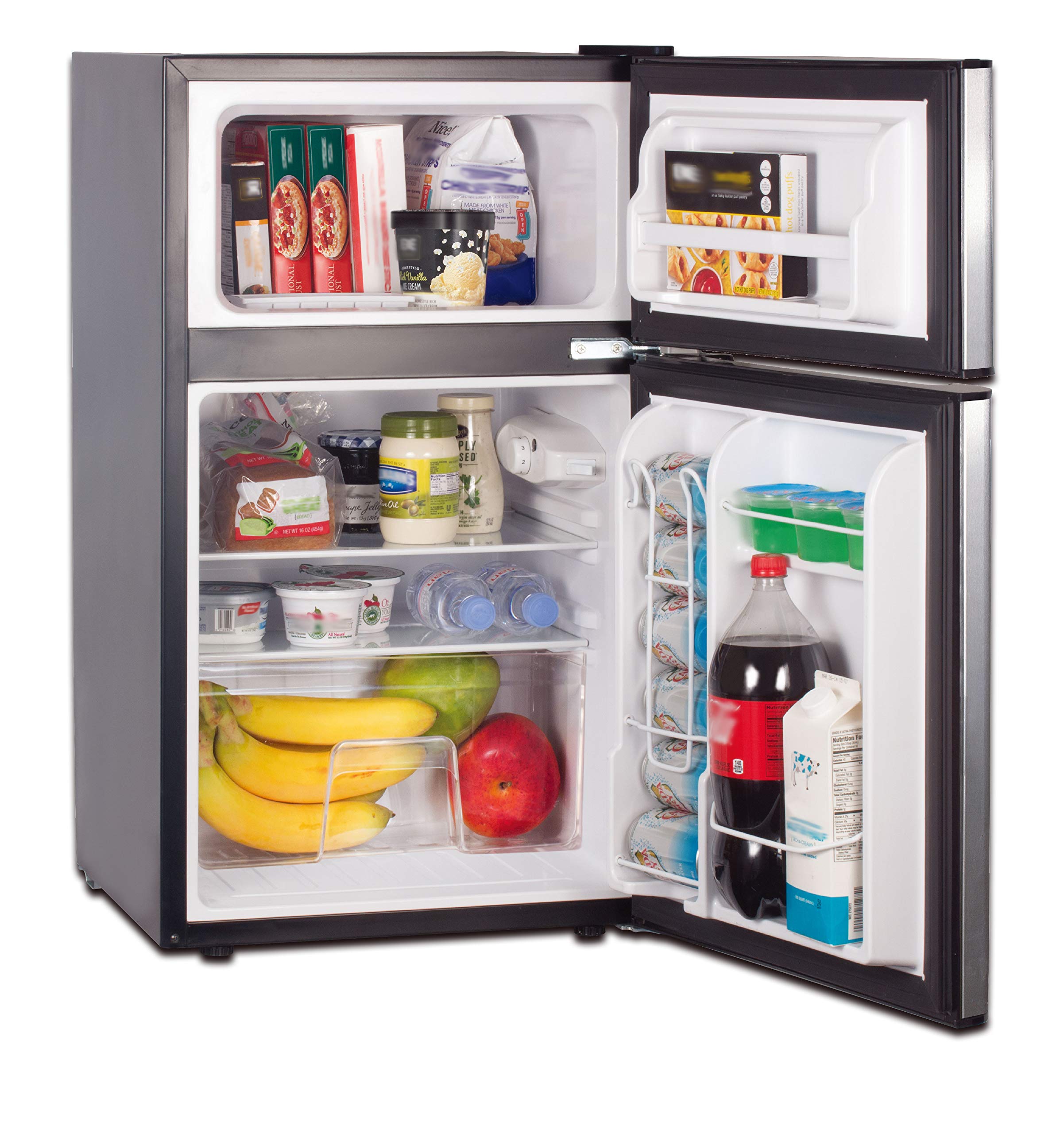 RCA RFR834_AMZ 3.2 Cu Ft Double Door Top Freezer Refrigerator, Stainless