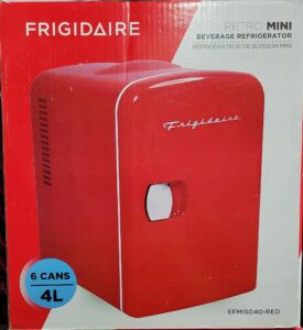 frigidaire mini retro beverage fridge 6-cans or 4-liters - efmis040-red (renewed)
