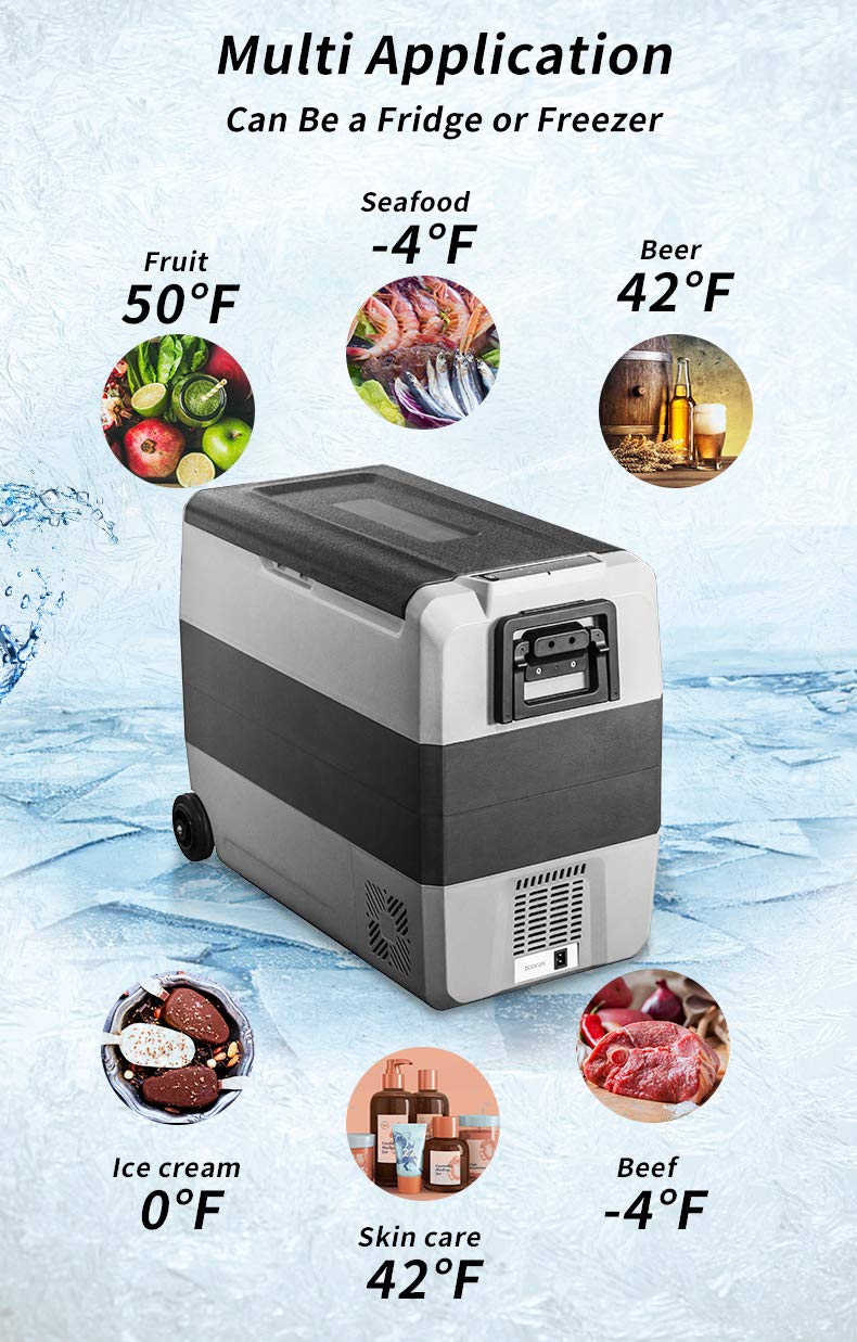 Alpicool T60 Dual Temperature Control Portable Refrigerator 63 Quart Compact Fridge Mini Freezer -12/24V DC and 110-240V AC