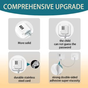 Fridge Lock Combination Ensure Child Safety Refrigerator Locks Universal Fridge Cabinet and Freezer Lock Strong Adhesive for Extra Security Compatible with Any Refrigerator Door White