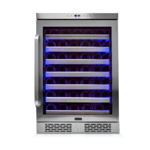 whynter bwr-545xs elite spectrum lightshow 54 bottle stainless steel 24 inch built touch controls and lock wine refrigerator, one size