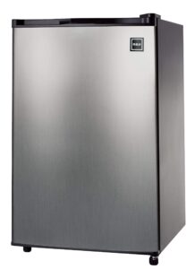 rca 4.5 cu ft single door mini fridge rfr465, stainless steel