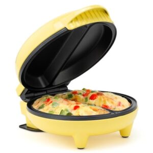 holstein housewares - non-stick omelet & frittata maker, yellow/stainless steel - makes 2 individual portions quick & easy