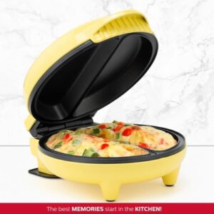 Holstein Housewares - Non-Stick Omelet & Frittata Maker, Yellow/Stainless Steel - Makes 2 Individual Portions Quick & Easy