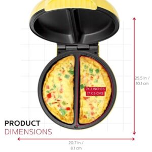 Holstein Housewares - Non-Stick Omelet & Frittata Maker, Yellow/Stainless Steel - Makes 2 Individual Portions Quick & Easy