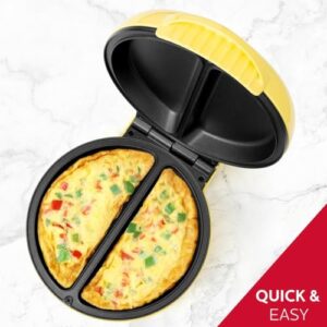 Holstein Housewares - Non-Stick Omelet & Frittata Maker, Yellow/Stainless Steel - Makes 2 Individual Portions Quick & Easy