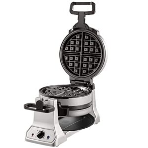 VEVOR 2-Layer Waffle Maker, 1400W Round Waffle Iron, Non-Stick Waffle Baker Machine with Browning Control, 180° Rotable Belgian Waffle Maker, Teflon-Coated Baking Pans, Stainless Steel Body, 120V