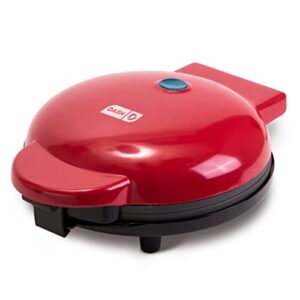 dash express 8” waffle maker for waffles, paninis, hash browns + other breakfast, lunch, or snacks, with easy to clean, non-stick cooking surfaces - red