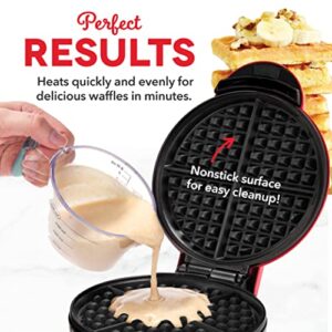 DASH Express 8” Waffle Maker for Waffles, Paninis, Hash Browns + other Breakfast, Lunch, or Snacks, with Easy to Clean, Non-Stick Cooking Surfaces - Red