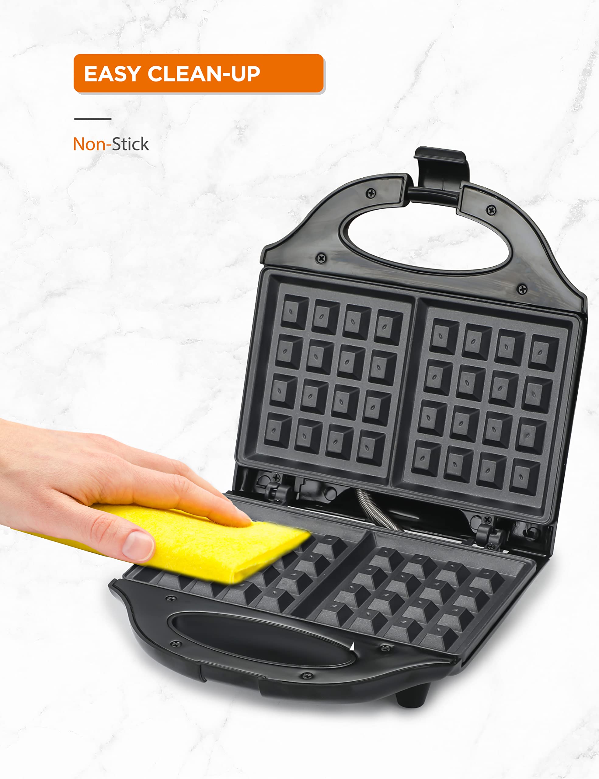 Commercial Chef Waffle Maker, Nonstick Mini Waffle Maker, Easy-to-Clean Electric Waffle Iron for Breakfast Waffles with Power on Light Thermostat