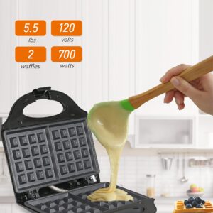 Commercial Chef Waffle Maker, Nonstick Mini Waffle Maker, Easy-to-Clean Electric Waffle Iron for Breakfast Waffles with Power on Light Thermostat