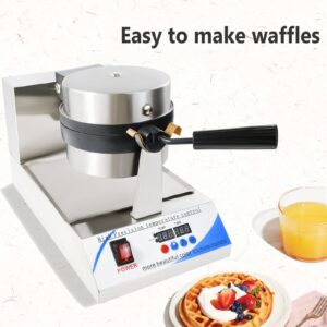 NJTFHU Commercial Rotating Belgian Waffle Irons Electric Pancake Maker Machine Non-Stick with Removable Plates and Intelligent Led Temperature for Bakeries Snack Bar Family