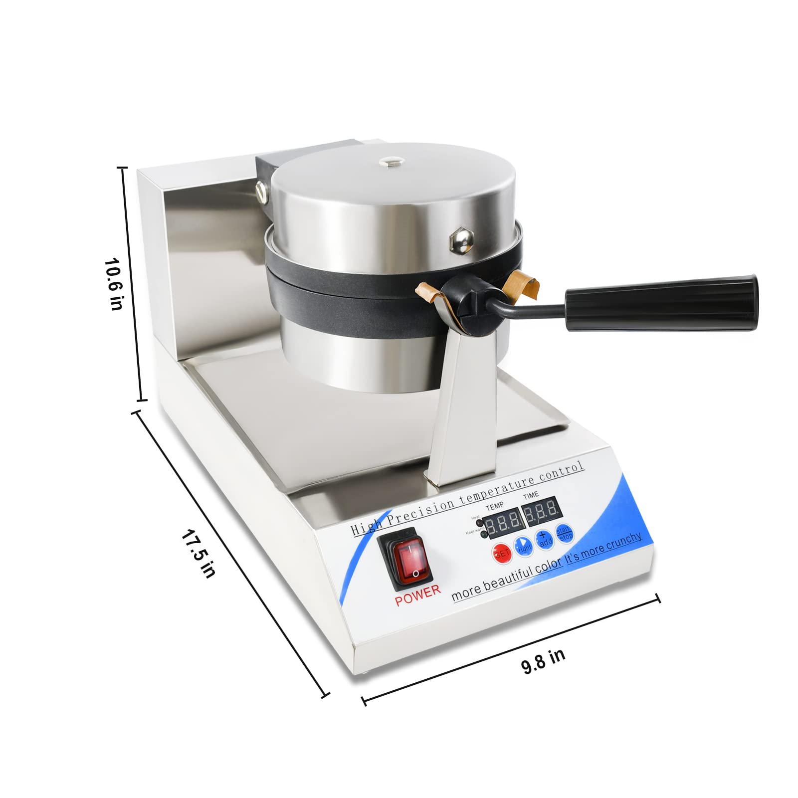 NJTFHU Commercial Rotating Belgian Waffle Irons Electric Pancake Maker Machine Non-Stick with Removable Plates and Intelligent Led Temperature for Bakeries Snack Bar Family