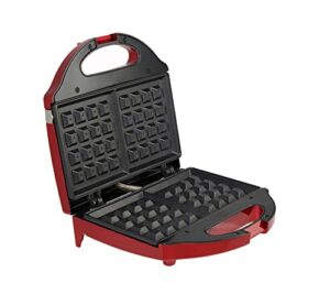 servappetit electric waffle maker - non-stick - makes 2 waffles 4 x 5 inch each - red