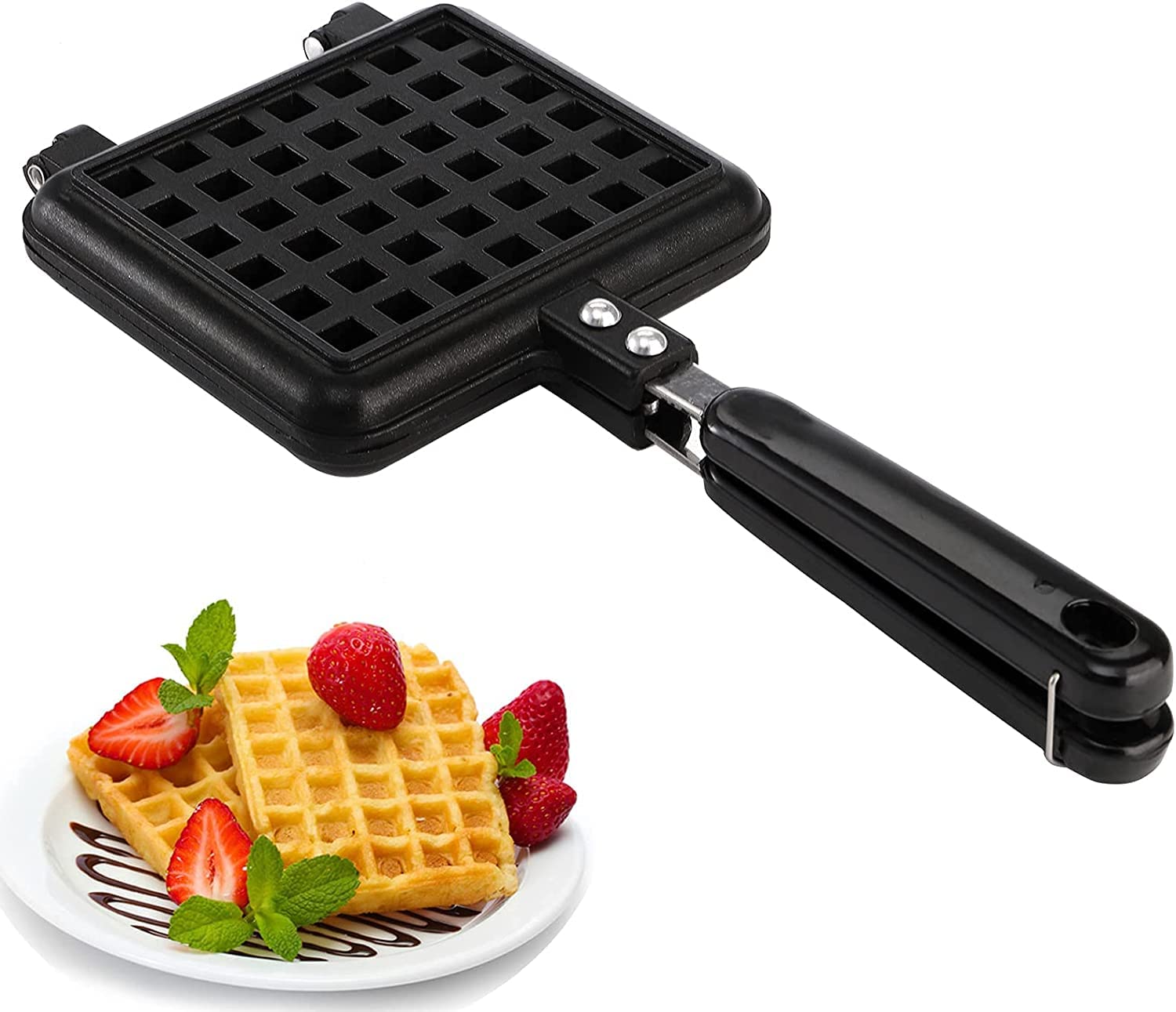 Mini Waffle Maker Pan Waffle Nonstick Coating Waffle Baking Mold Plate Stovetop Waffle Skillet for Belgian Waffle Sandwich Toaster