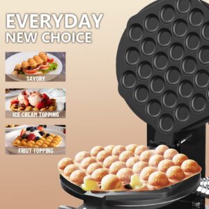 WantJoin Wil Bubble Waffle Maker, Non-stick Coating Hong Kong Egg Waffle Maker Machine, 1500W 110V Electric Cone Maker, Stainless Steel Pancake Maker 180° rotate, 50-250℃/122-482℉ Adjustable