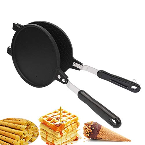 Waffle Cone Maker, ZEENEEK Waffle Irons Mold Nonstick Coating Surface Baking Pan, Double Sided Pancake Maker Multifunctional Crisp Omelet Pan Ice Cream Maker Machine Egg Roll Mold - 6.7 Inches