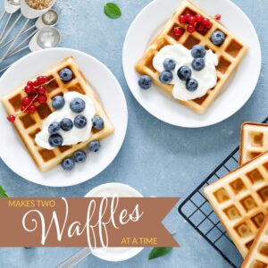 Nostalgia Vertical Waffle Maker, Bakes Two Fresh Batter Waffles at a Time in a Toaster, Removable Dishwasher Safe Silicone Molds, Extra Wide Slots, Adjustable Doneness Dial, Ivory, VWT2IVY