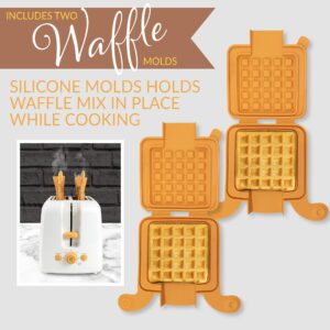 Nostalgia Vertical Waffle Maker, Bakes Two Fresh Batter Waffles at a Time in a Toaster, Removable Dishwasher Safe Silicone Molds, Extra Wide Slots, Adjustable Doneness Dial, Ivory, VWT2IVY