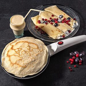 Moss & Stone Electric Crepe Maker, Pan Apo Portable Crepe Maker & Hot Plate Cooktop On/Off Switch, Nonstick Coating, Automatic Temperature Control, Easy To Use For Pancakes, Blintz, Chapati