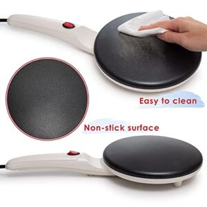 Moss & Stone Electric Crepe Maker, Pan Apo Portable Crepe Maker & Hot Plate Cooktop On/Off Switch, Nonstick Coating, Automatic Temperature Control, Easy To Use For Pancakes, Blintz, Chapati