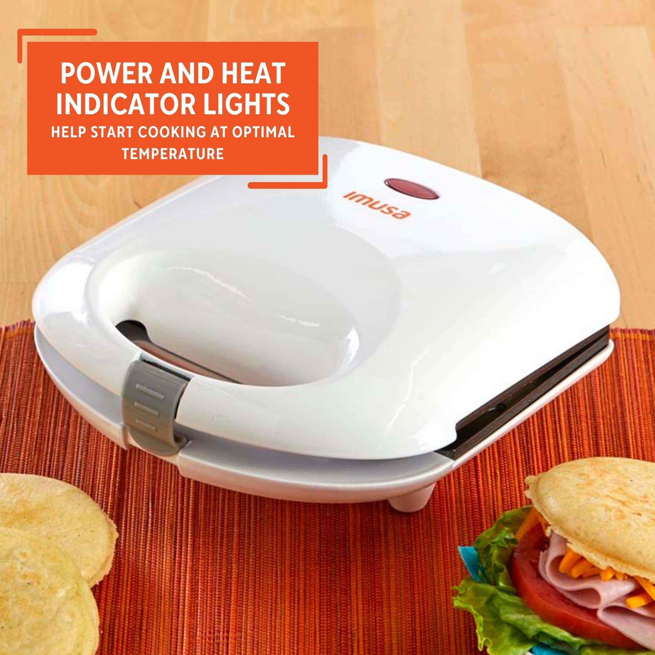 IMUSA GAU-80345 2-Slot Electric Nonstick Arepa Maker (760 W), White