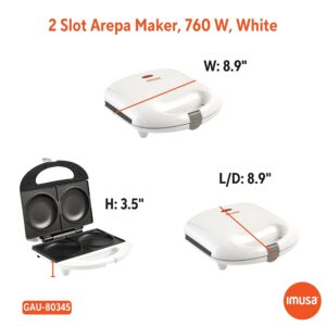 IMUSA GAU-80345 2-Slot Electric Nonstick Arepa Maker (760 W), White