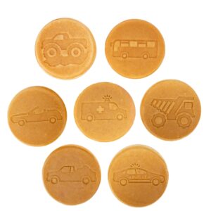 Car & Truck Mini Pancake Pan - Make 7 Unique Flapjack Cars, Nonstick Pan Cake Maker Griddle for Breakfast Fun & Easy Cleanup, Unique Morning Treat or Special Birthday Baking Gift for Kids