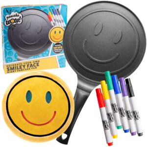 cucinapro xl smiley face pancake pan, 10-inch, nonstick, aluminum, with edible food markers, perfect for kids' arts & crafts, easy cleanup