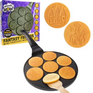 cucinapro fantasy friends mini pancake pan - nonstick griddle for breakfast magic, featuring a princess castle & more, 7 unique flapjacks