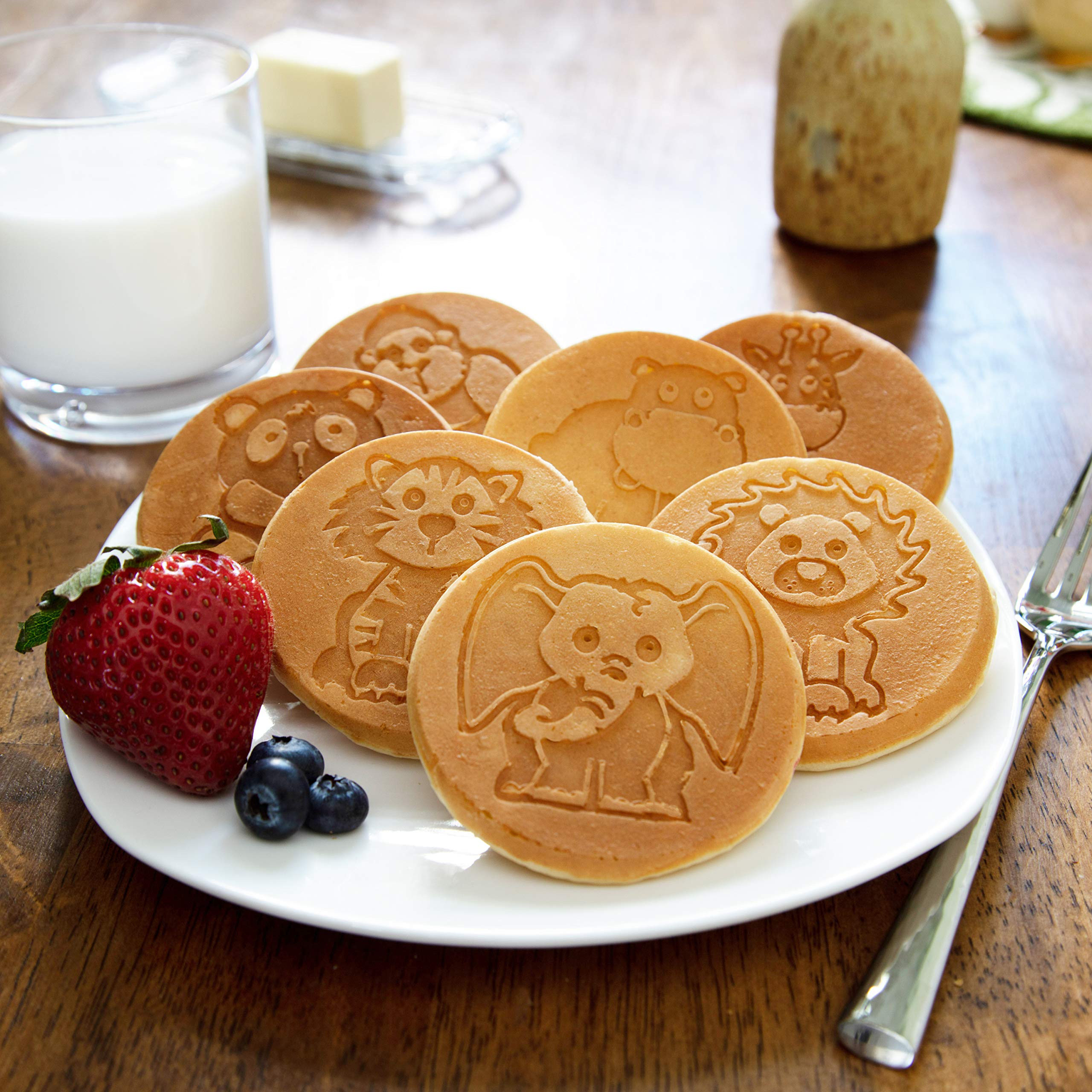 Animal Mini Pancake Pan - Make 7 Unique Flapjack Zoo Animals, Including a Elephant, Giraffe and More- Nonstick Pan Cake Maker Griddle for Breakfast Fun & Easy Cleanup, Unique Holiday Breakfast or Gift