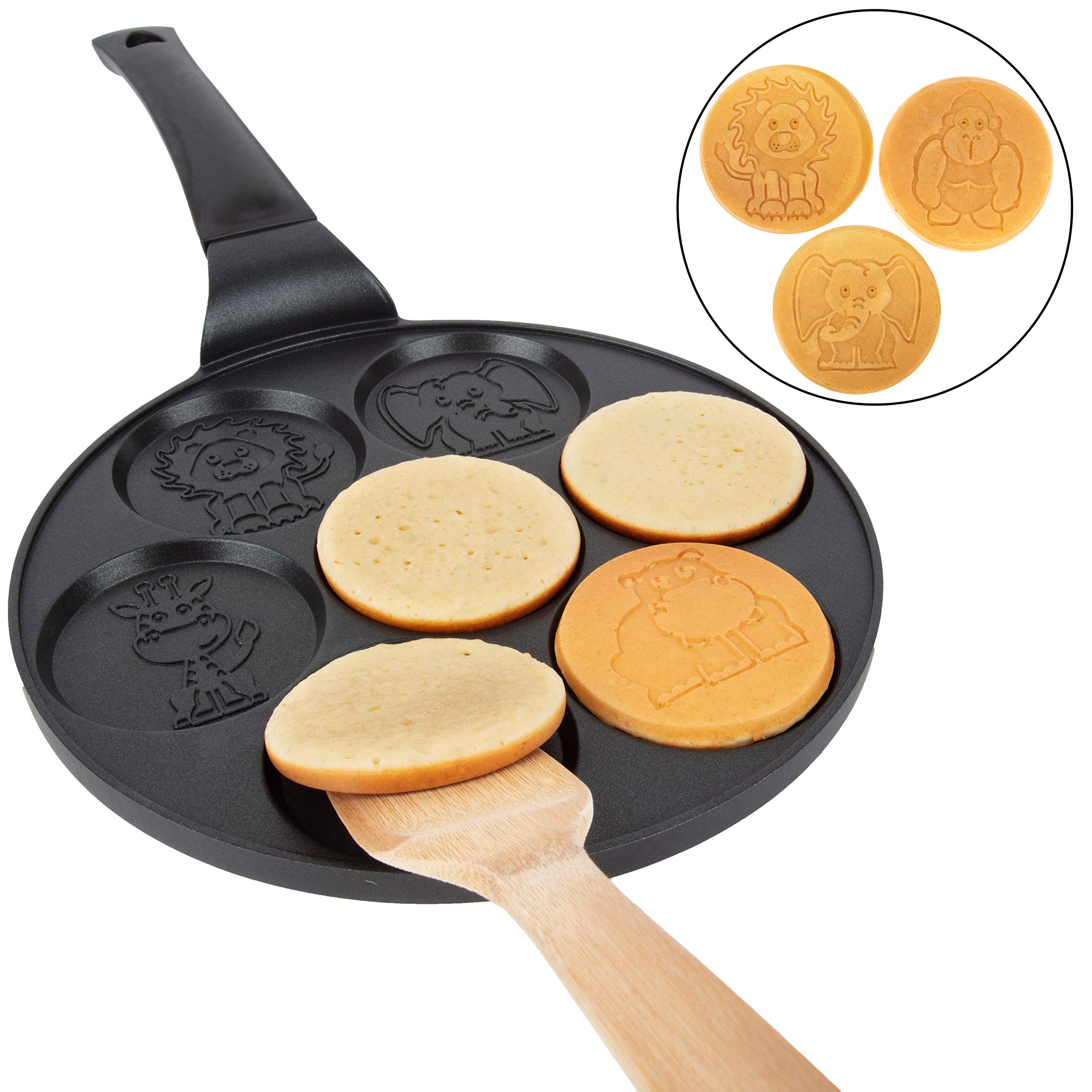 Animal Mini Pancake Pan - Make 7 Unique Flapjack Zoo Animals, Including a Elephant, Giraffe and More- Nonstick Pan Cake Maker Griddle for Breakfast Fun & Easy Cleanup, Unique Holiday Breakfast or Gift