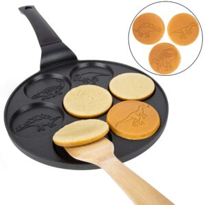 Dino Mini Pancake Pan - Make 7 Unique Flapjack Dinosaurs, Nonstick Pan Cake Maker Griddle for Jurassic Fun & Easy Cleanup, Great for Family Breakfast or Easter Basket Stuffer Gift for Kids and Adults