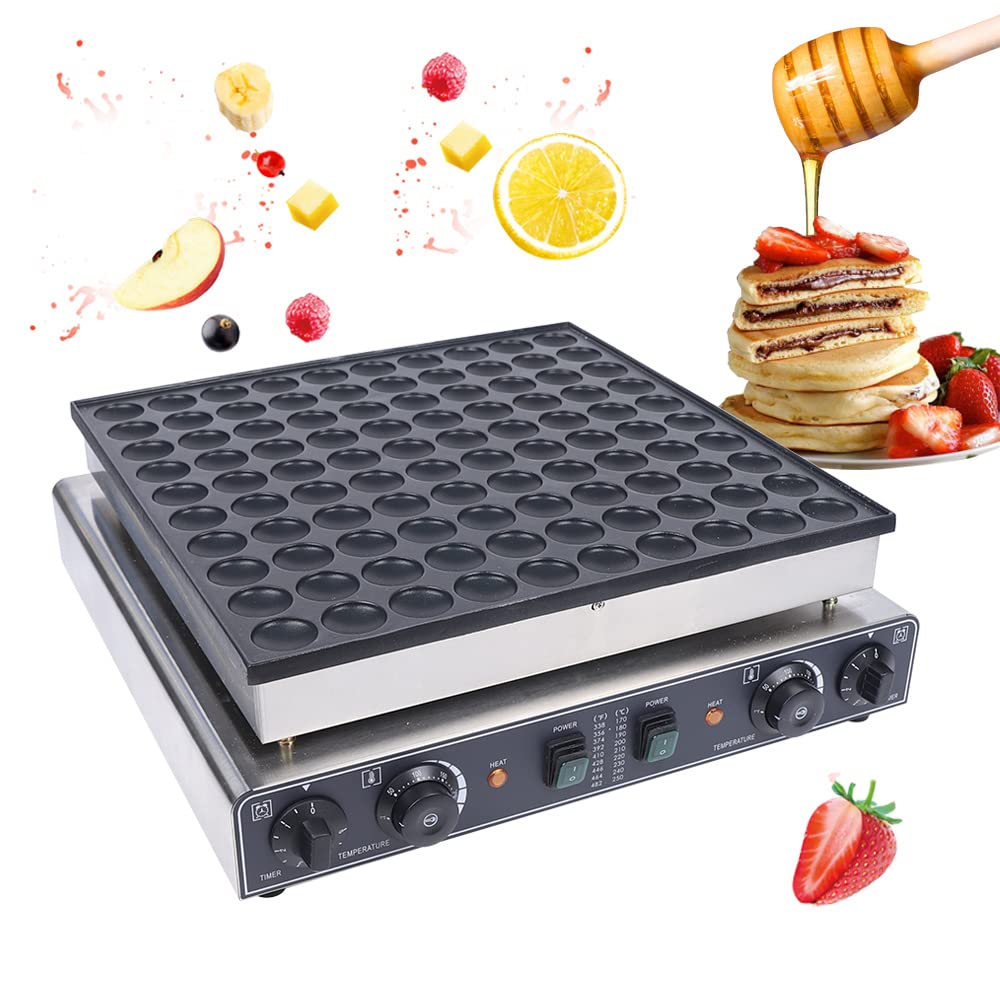Mini Pancake Maker, 110V Nonstick Dutch Pancake Machine 100Pcs 1.8 Inch Each Poffertje Mini Waffle Pancake Baker