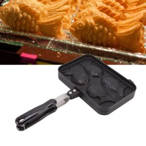 taiyaki pan, japanese non stick fish shaped pancake double baking pan with handle, waffle cake maker pan for home diy cooking party dessert, cook up to 4 pastry dough