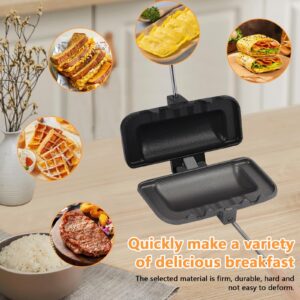 Double-Sided Sandwich Baking Pan, 4w1h Sandwich Maker, Non Stick Breakfast Sandwich Maker Baking Pan with Removable Handle Grill Pan for Breakfast Pancakes, Omelets, Frittatas, Bread and Toast