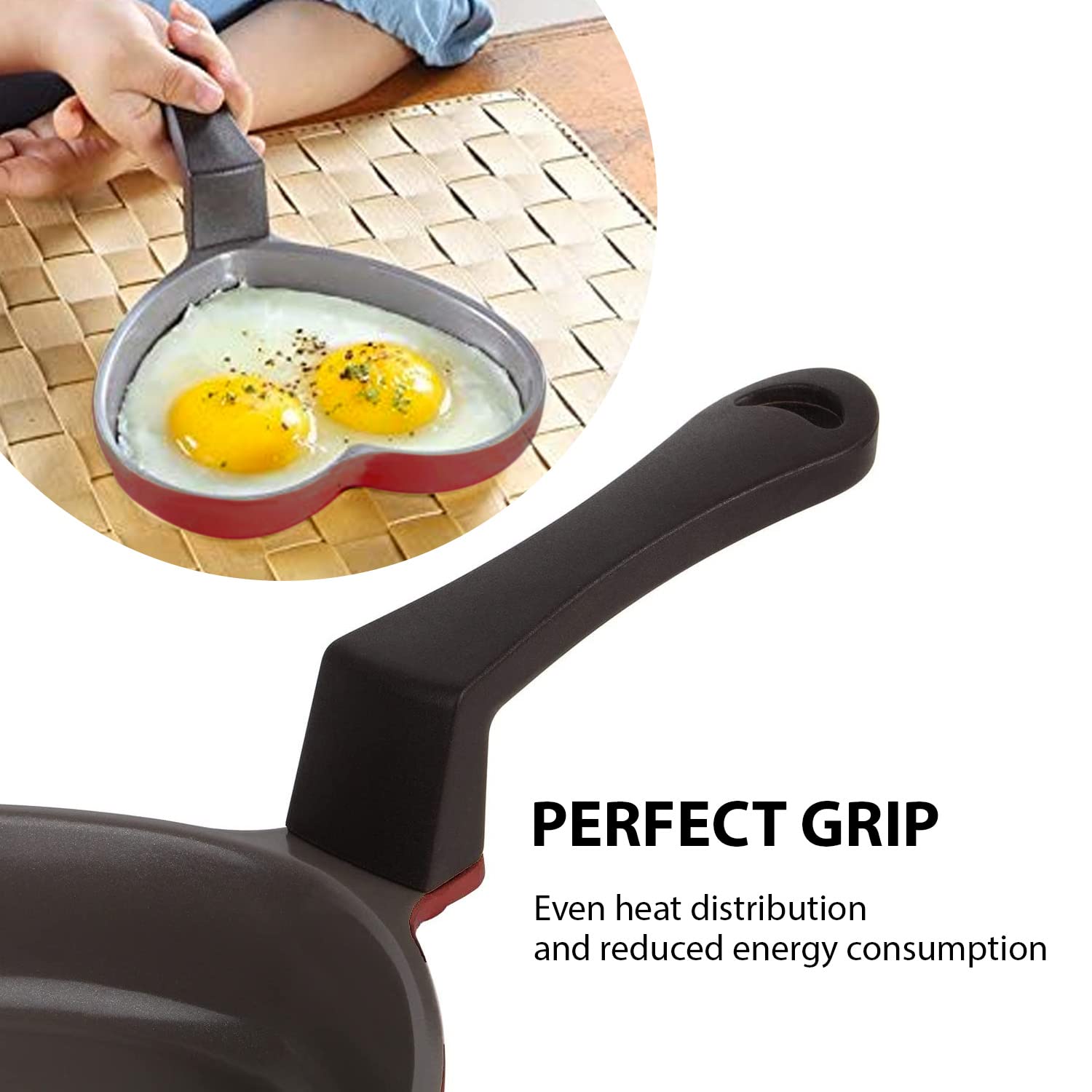 Neoflam 5.5'' Ceramic Nonstick Little Shaped, Frying Griddle Pan Shaper, Mini Pancake Waffle Maker with Heat Resistant Handle for Breakfast Scrambled Egg, Grilled Cheese, Red Heart (51102)