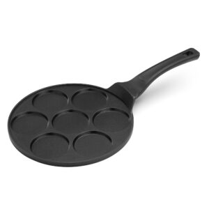navaris mini pancake pan - 7-section pancake maker for 3" pancakes - 10 5/8" diameter nonstick griddle - skillet for stove frying eggs and crepes