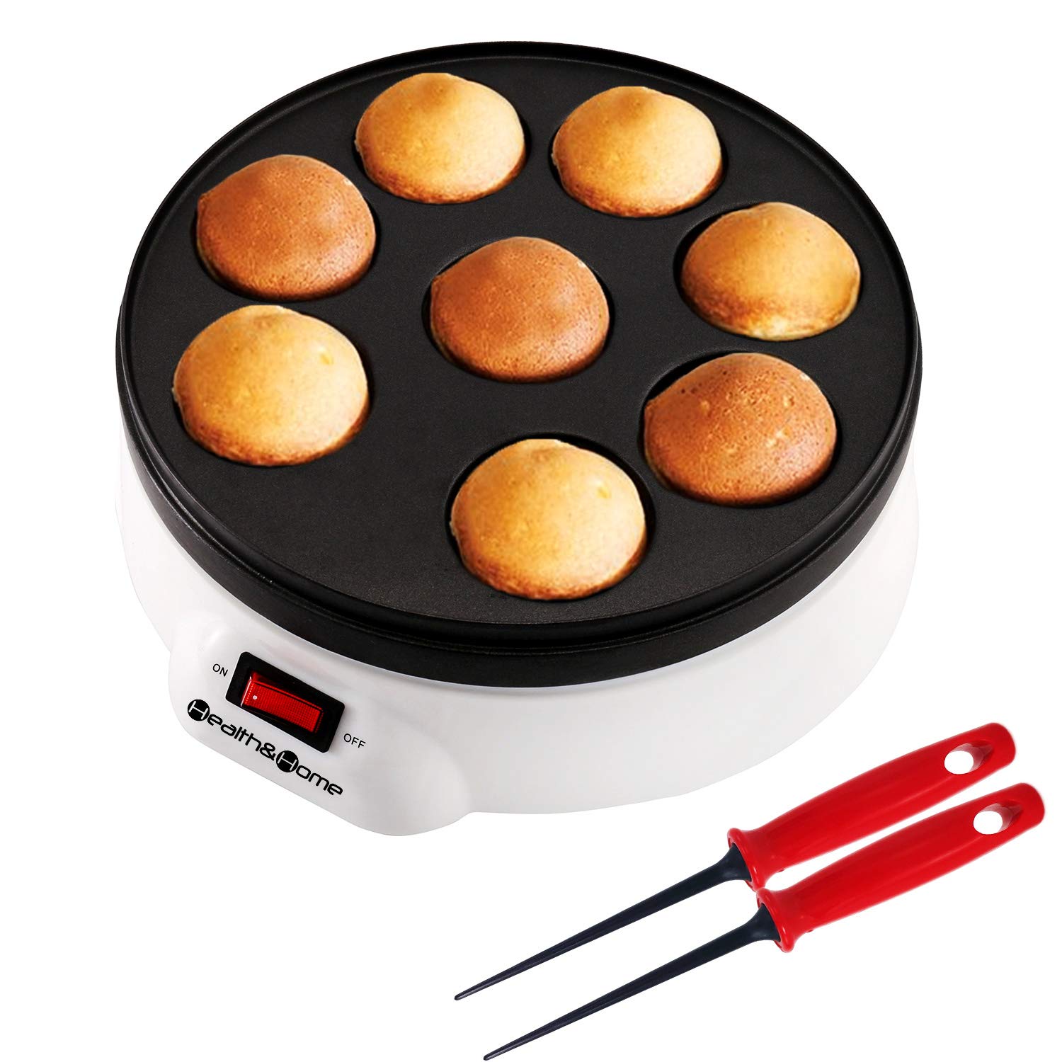 Health and Home Electric Japanese Takoyaki Octopus Pan 8- Balls Maker Danish Aebleskiver and Ebelskiver Maker, Cake Pops Maker With Nonstick Coating,Easy Clean