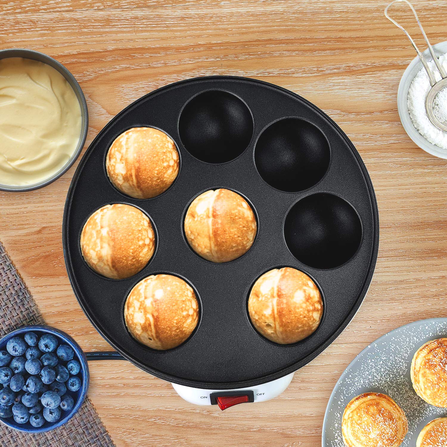 Health and Home Electric Japanese Takoyaki Octopus Pan 8- Balls Maker Danish Aebleskiver and Ebelskiver Maker, Cake Pops Maker With Nonstick Coating,Easy Clean