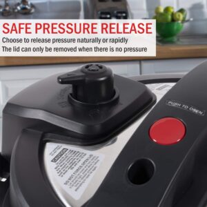 Thomson TFPC607 9-in-1 Pressure Cooker and Air Fryer with Dual Lid, Slow Cooker and More, Digital Touch Display, 6.5 QT Capacity, Included Cooking Accessories - Stainless Steel