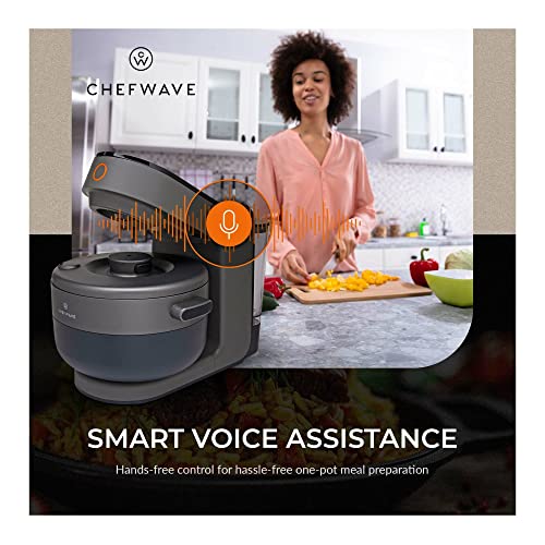 ChefWave Chefe 13-in-1 Programmable 4 Qt. Multicooker, Small Non-Stick Stainless Steel Crockpot/Slow Multi Cooker without Coating, Voice Alerts, 360 Induction Heating Technology, Includes Recipe Book