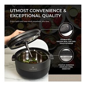 ChefWave Chefe 13-in-1 Programmable 4 Qt. Multicooker, Small Non-Stick Stainless Steel Crockpot/Slow Multi Cooker without Coating, Voice Alerts, 360 Induction Heating Technology, Includes Recipe Book